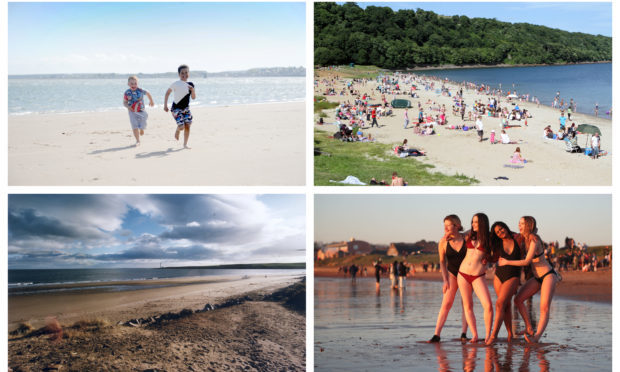 Broughty Ferry Beach (top left), Silver Sands (top right), Montrose Beach (bottom left) and East Sands (bottom right).