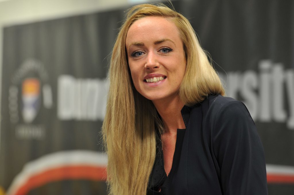 Pictured at the Dundee University Institute of Sport is Eilish McColgan who shared her Olympic experiences with students at the University Sports Club's introduction to the new competitive season event