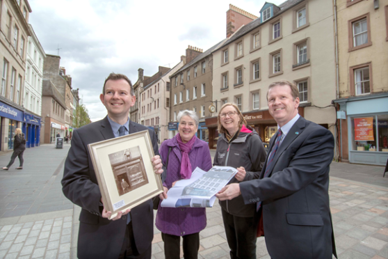 Alex Paterson, Chief Executive of Historic Environment Scotland, joins local business man Derek Paterson and Perth Heritage Trust's Sue Hendry and Sara Carruthers.