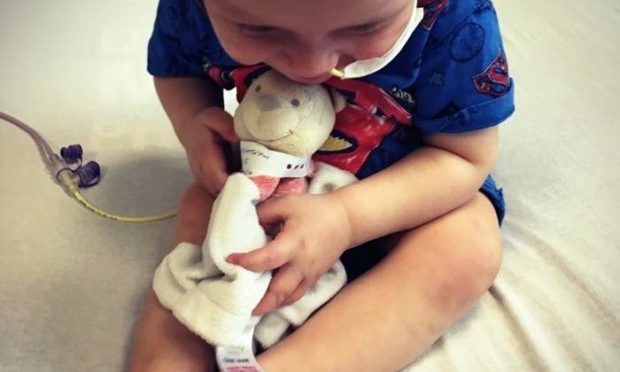 Little Lochie and Pooh Bear have been inseperable throughout the brave toddler's treatments.