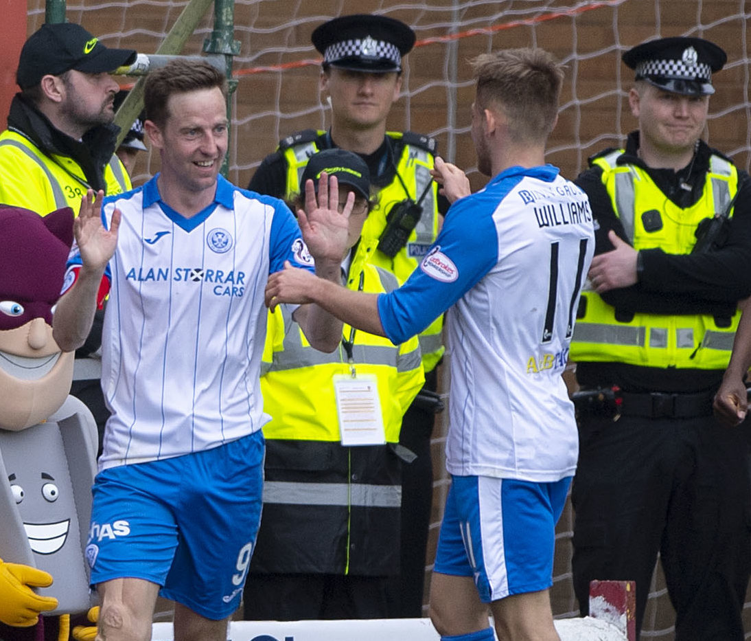 Steven MacLean celebrates his second of the afternoon.