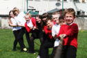 The kids at Newtyle Primary School enjoying their tug o' war games.