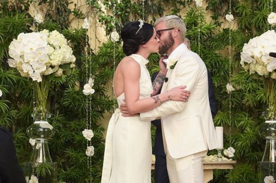 The couple celebrate.