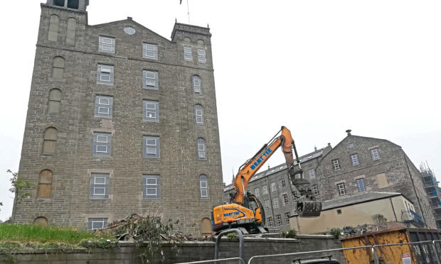 Hotel Indigo Dundee  and Staybridge Suites after the clearance of the former Marquee nightclub on the south corner of the Lower Dens Works site