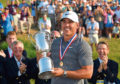 SOUTHAMPTON, NY - JUNE 17:  Brooks Koepka of the United States celebrates with the U.S. Open Championship trophy during the trophy presentation after winning the 2018 U.S. Open at Shinnecock Hills Golf Club on June 17, 2018 in Southampton, New York.  (Photo by Ross Kinnaird/Getty Images)