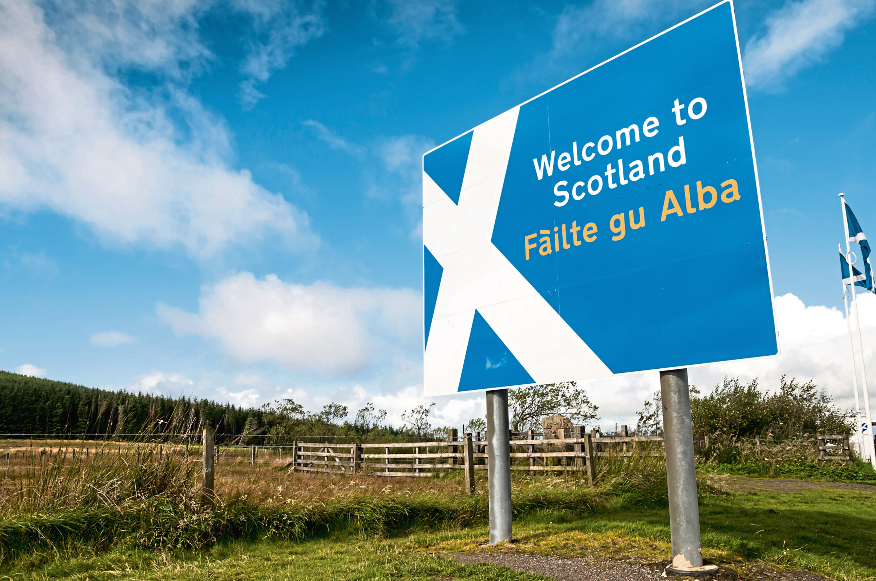 Welcome to Scotland sign at Scottish border