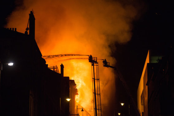 The fire at the Mackintosh Building at the Glasgow School Of Art