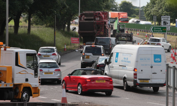Traffic at Broxden, Perth, following the crash in June last year.