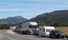 Traffic building up on the A9 at Blair Atholl