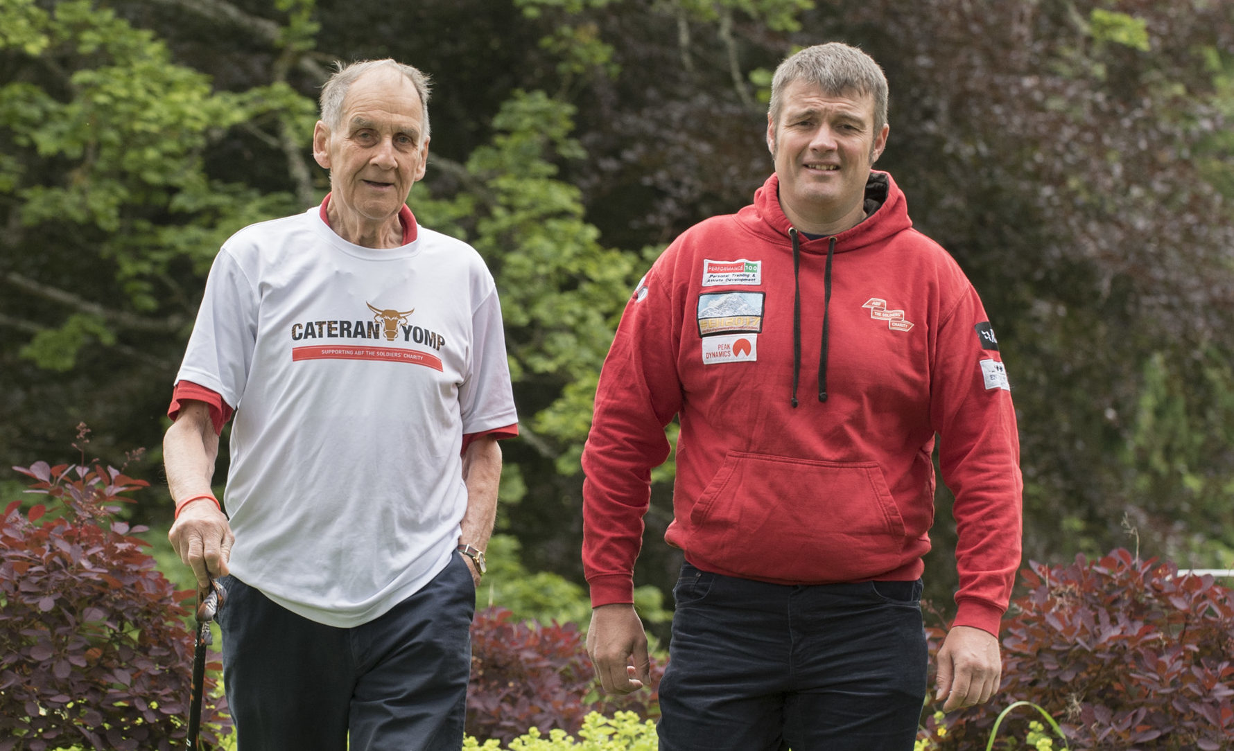 Major Andrew Wedderburn, the Yomp's oldest participant at 84 years old, with Yomp 2018 ambassador Les Binns.