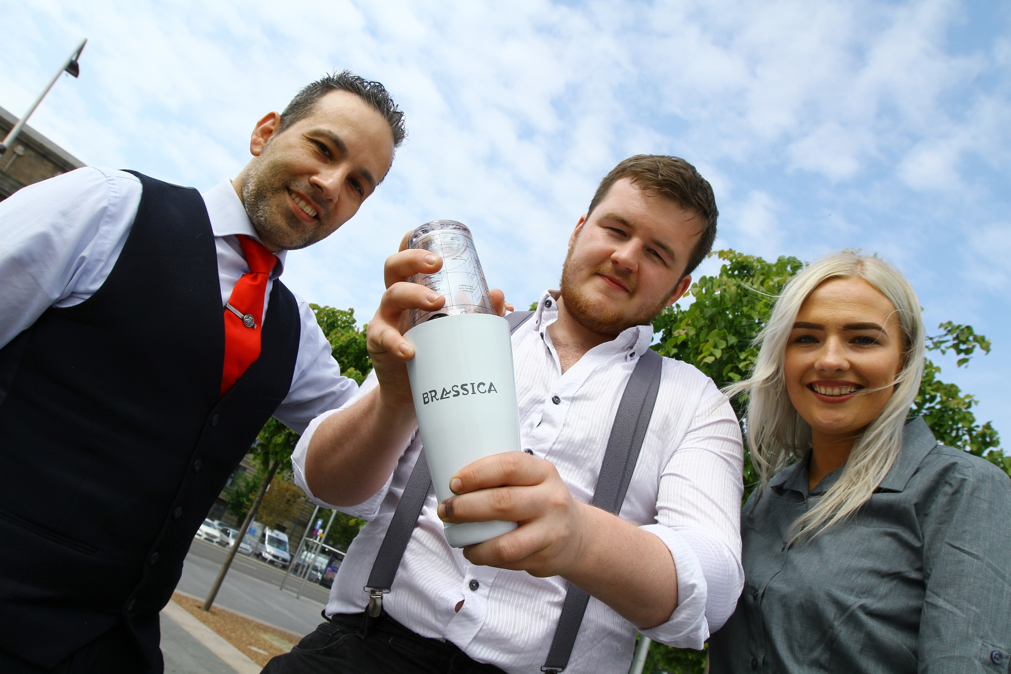Nikos Matsikas - general manager of Brassica, Stuart Carr - barman, with his thermal cocktail shaker, and Leoni Robertson - hostess,