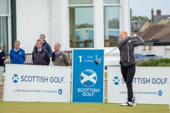 Gemma Batty gets Saturday's Scottish Women's final underway at Elie.