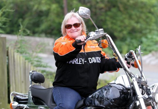 Nicky on the Harley Davidson at Netherton Cottage