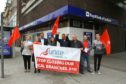 Unite union and Labour campaigners protested against the RBS closure.
