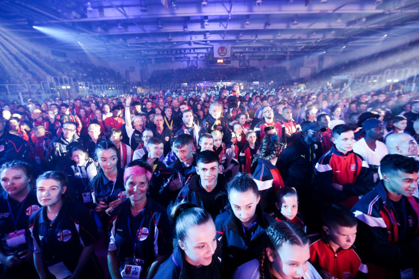 The official opening ceremony of the 7th WUKF World Karate Championships took place at Dundee Ice Arena in 2018..