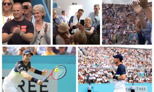 Sir Andy Murray returns to the court to applause at Queens