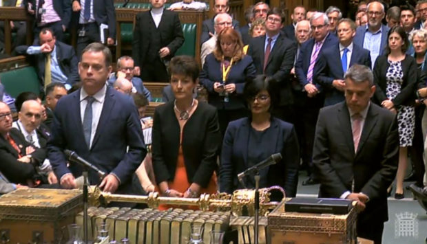 MPs line up to announce the result of the vote in the House of Commons, London during the debate for the EU (Withdrawal) Bill.
