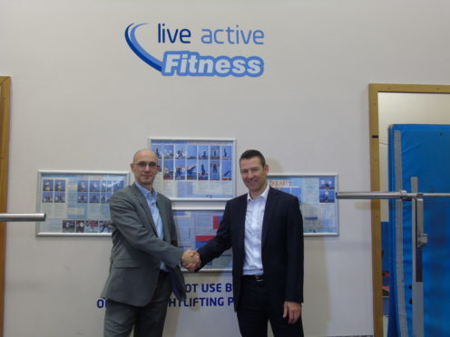 Paul Cromwell (left) chief executive of Live Active Leisure, with Andy Ritchie, treasurer of Perthshire Rugby Club.