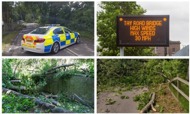 Some of the roads across Tayside and Fife which were affected by Storm Hector