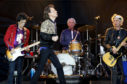 Ronnie Wood, Mick Jagger, Charlie Watts and Keith Richards of The Rolling Stones during their gig at the Murrayfield Stadium in Edinburgh