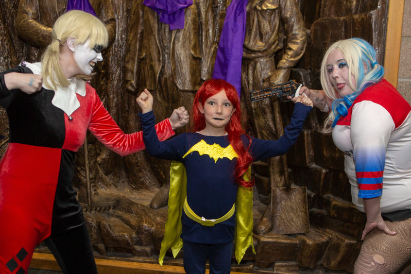 Toni McIntosh, Sakura Bryant and Kerry-Ann Bryant as Harley Quinn, Bat Girl and Harley Quinn