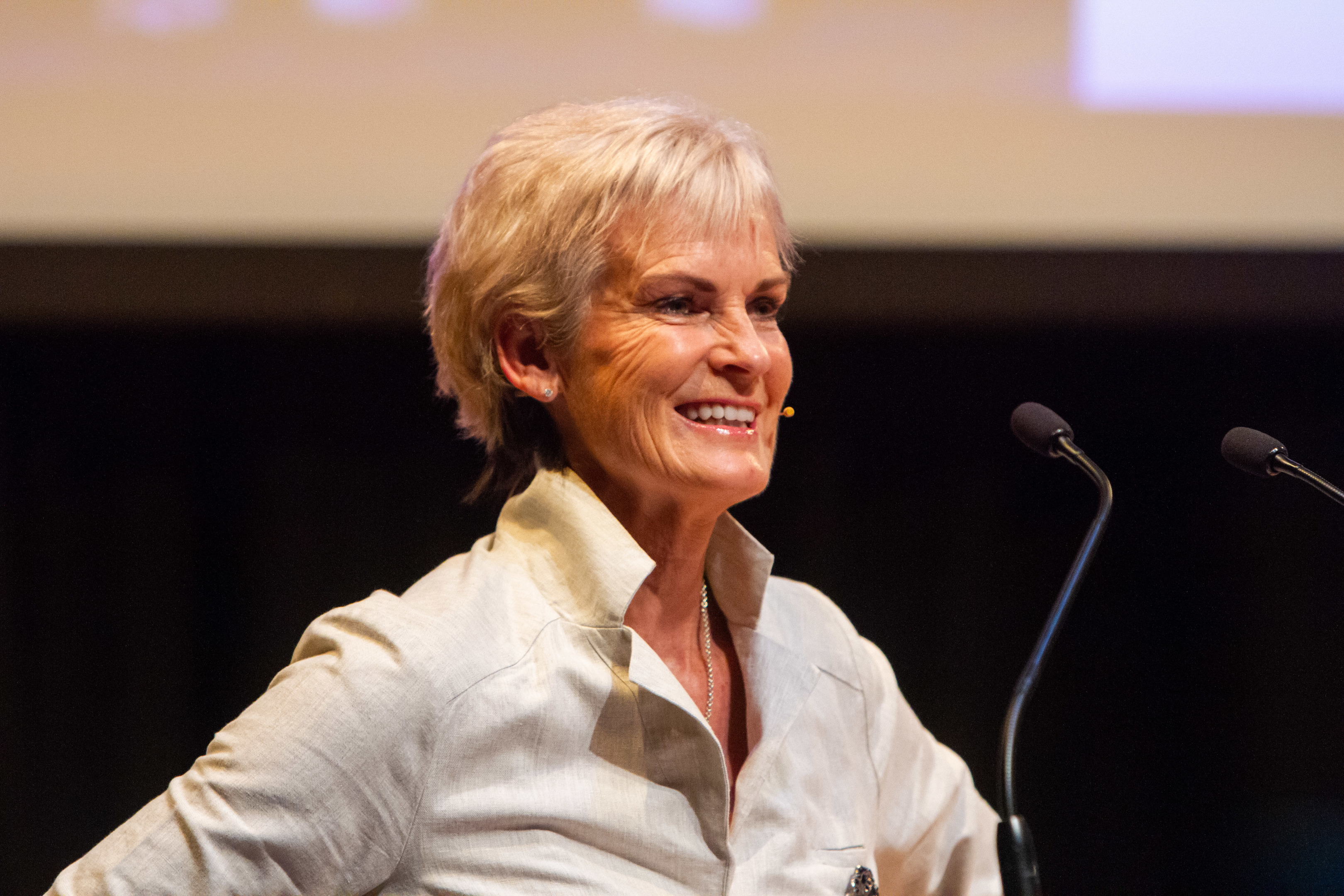 Judy Murray speaking at the Association of Scottish Businesswomen's annual conference.