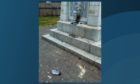 The damage caused at Cowdenbeath War Memorial.