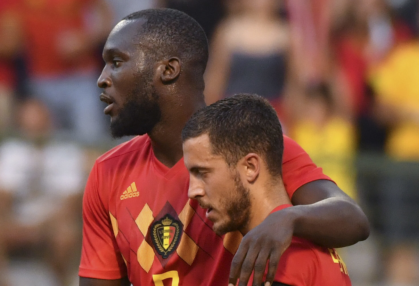 Belgian World Cup star Romelu Lukaku, here with Eden Hazard, has spoken movingly of identity politics
