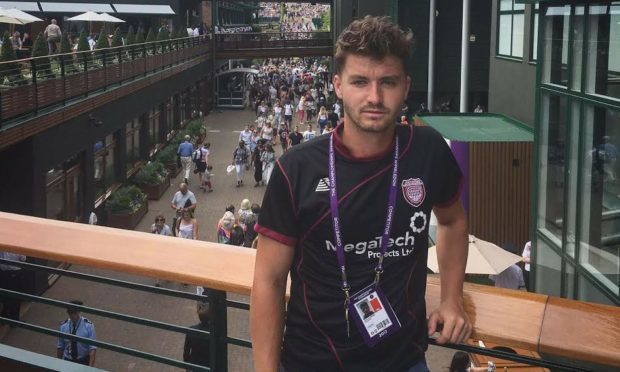 Jonny O' Mara sporting a Lichties top at Wimbledon.