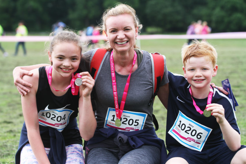 Molly, 13, Alison and Riley, 10, McDevitt, from Broughty Ferry finished the 10K race.
