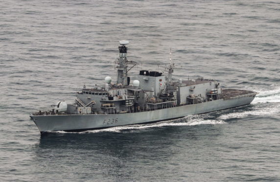 HMS Montrose at sea.