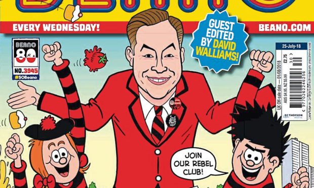 The front cover of the Beano which David Walliams will guest edit.