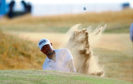 Courier News/Sport - Steve Scott story - Open Golf. 
CR000
Picture shows; Satoshi Kodaira from Japan, blasts out of a bunker of the first, at the first round of The Open Golf Championship at Carnoustie today. Thursday 19th July 2018