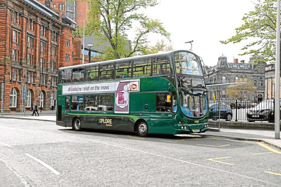 An Xplore Dundee bus in the city centre