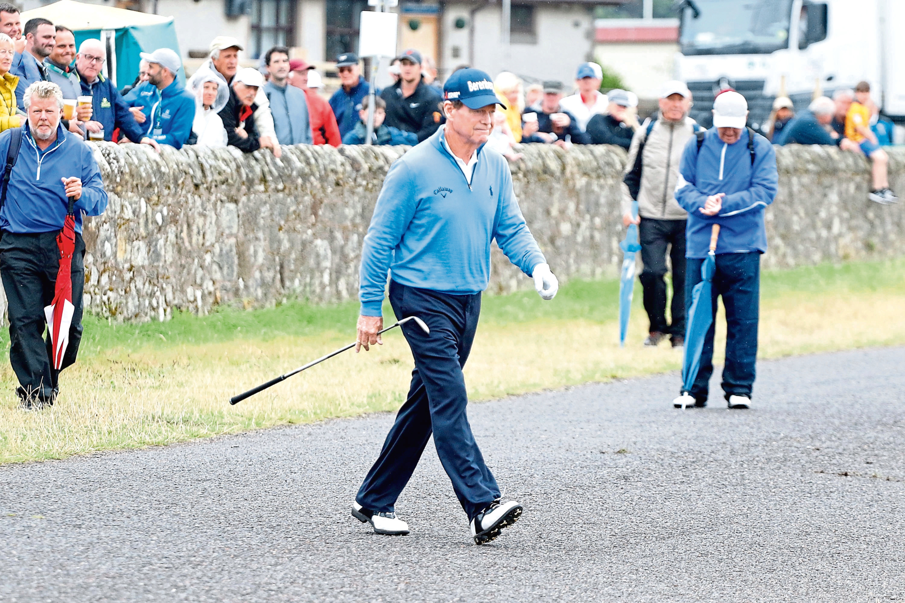 Tom Watson on the Road Hole during his final round at the Senior Open.