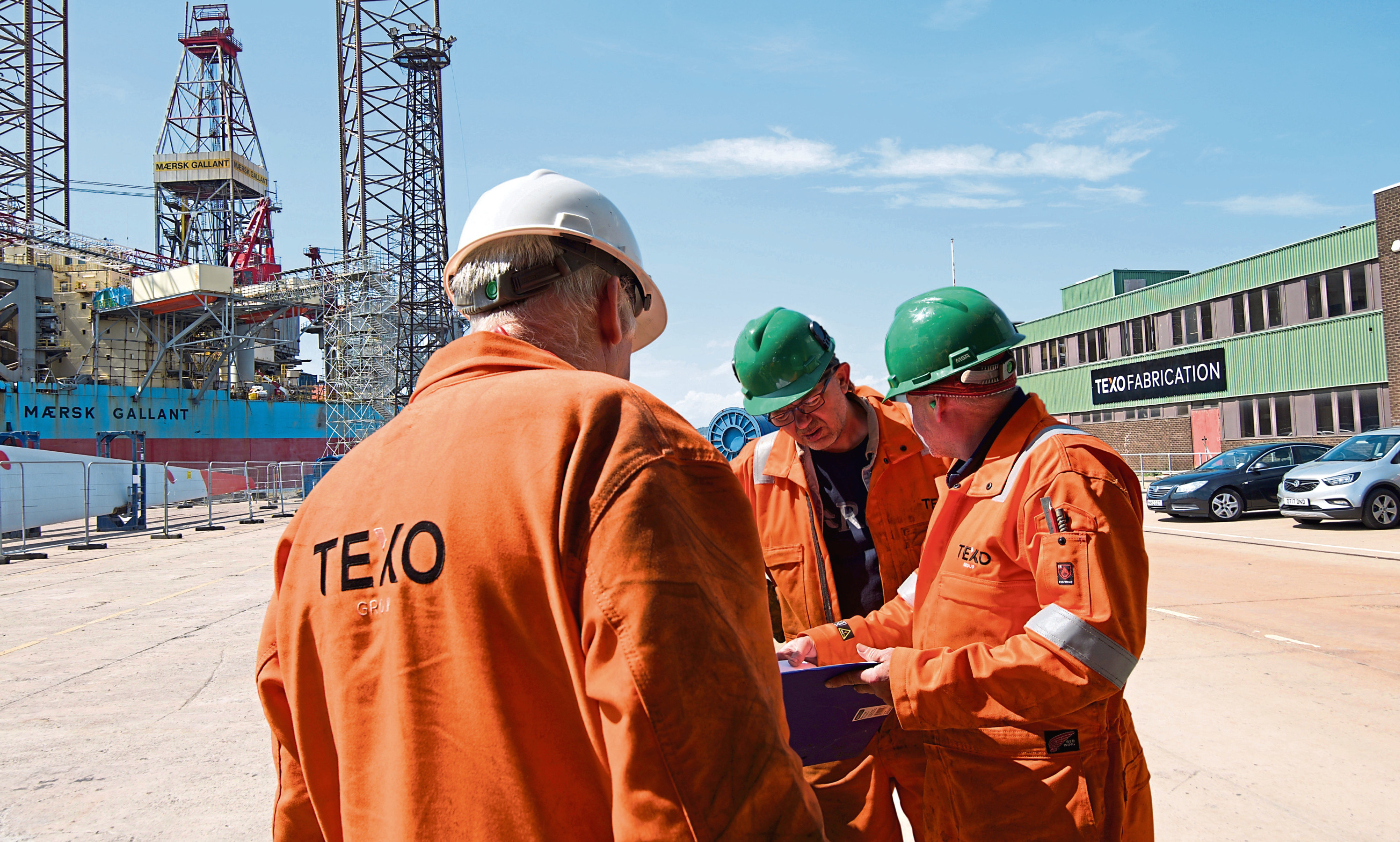 Workers at the Texo Fabrication site at the Port of Dundee.