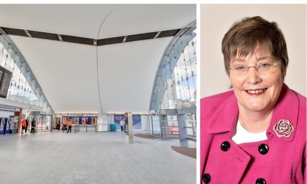 The new Dundee Station and Dame Anne Begg.