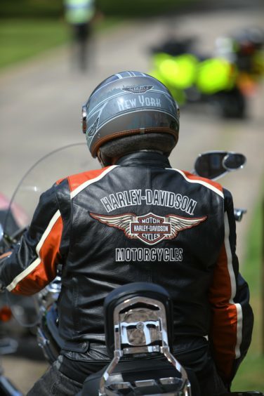 One of the riders suitably dressed, before the Thunder Run sets off from Brechin Castle on Saturday.