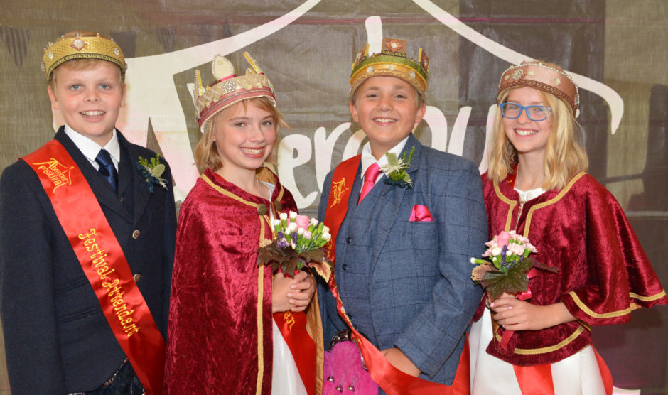 Aberdour Festival king and queen Myles Adam and Zoe McNulty flanked by attendants Peter Bryden and Maddy Phillips
