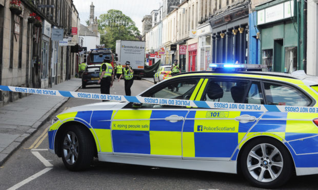 Police at the scene, Bell Street, St Andrews.