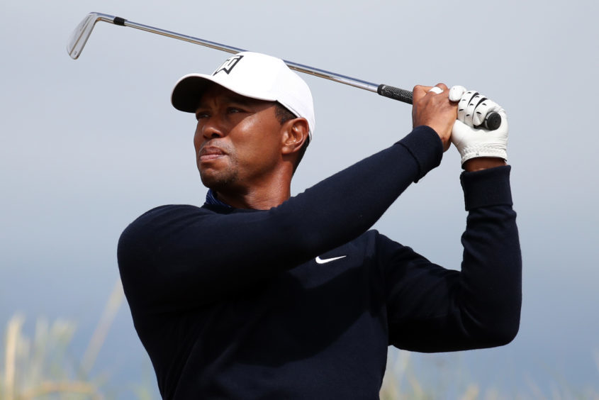 USA's Tiger Woods on the 6th tee during preview day three of The Open Championship 2018.