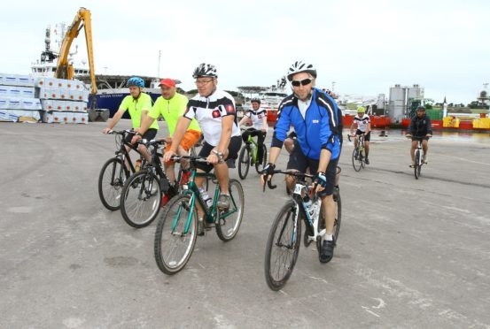 The group at Montrose harbour on their way to Aberdeen.