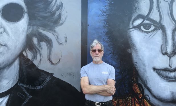 Artist Ian Imrie whose paintings of rock icons John Lennon and Michael Jackson have fallen foul of council chiefs and property owners.