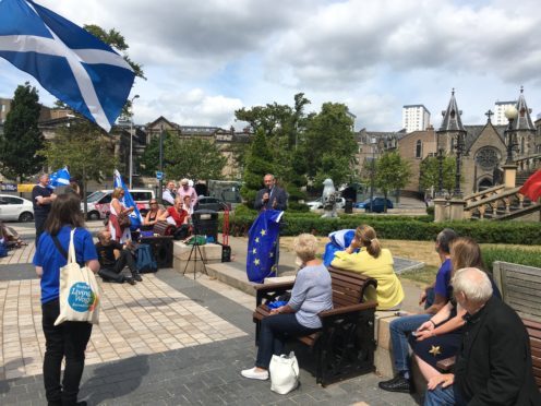 Stewart Hosie addressing the rally.