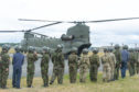 Cadets board  the Chinook ready for departure,