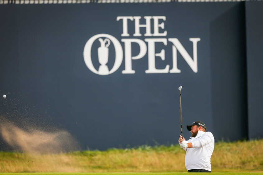 Shane Lowry practising bunker shots during day two at Carnoustie. Picture: Kris Miller.