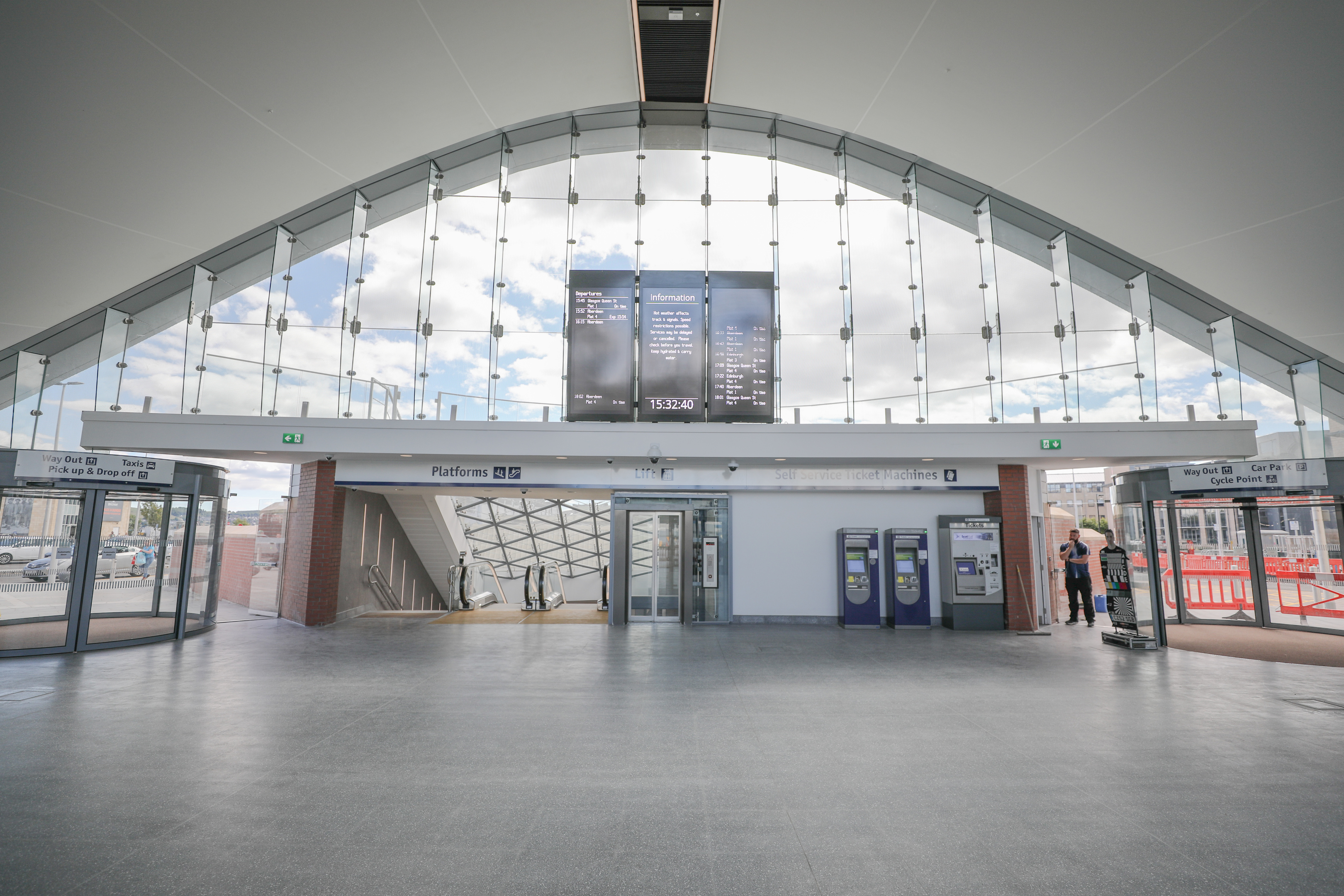 Inside the new Dundee Railway Station.