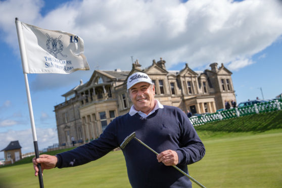 Constantino Rocca who famously putted from the valley of sin at the 18th hole at St Andrews in 1996 to force a playoff with John Daly in the Open Championship, pictured in front of the iconic R&A clubhouse.