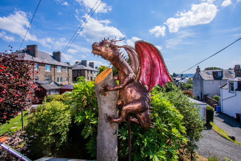 The copper dragon statue in Limekiln, Fife. 