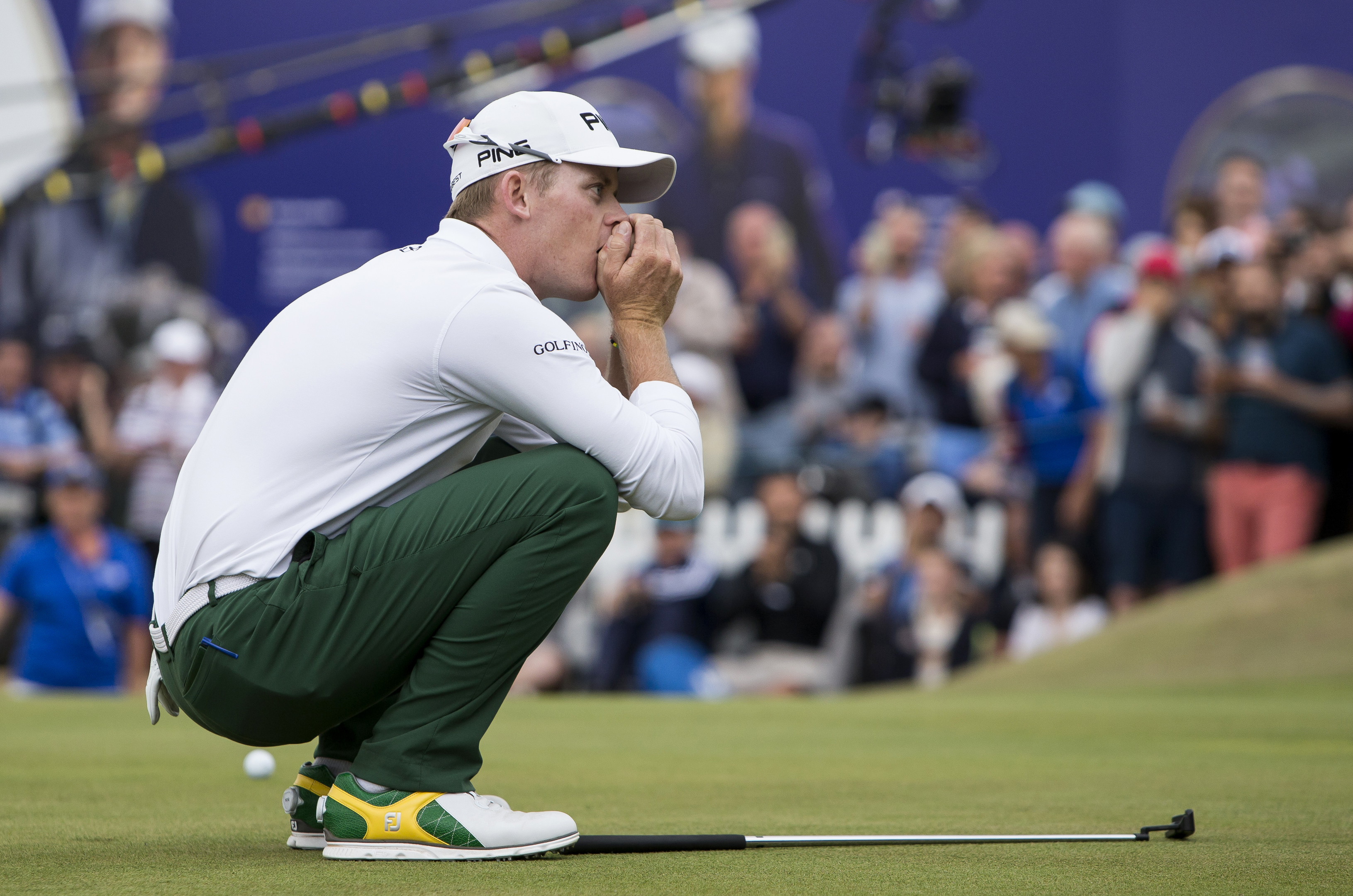 Brandon Stone can;t believe his putt for a 59 in the final round of the Scottish Open has missed.
